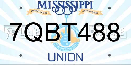 7QBT488 Mississippi License Plate