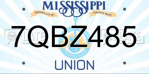 7QBZ485 Mississippi License Plate