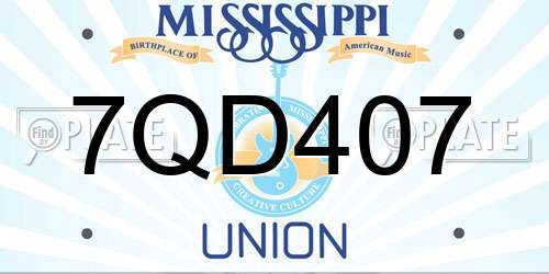 7QD407 Mississippi License Plate