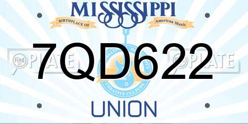 7QD622 Mississippi License Plate