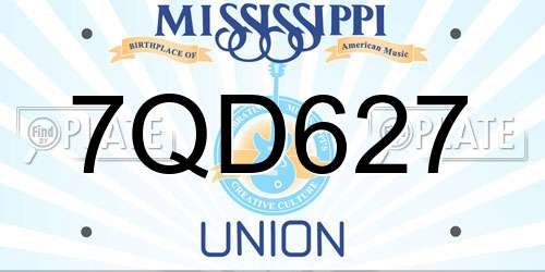 7QD627 Mississippi License Plate