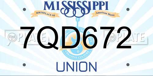7QD672 Mississippi License Plate
