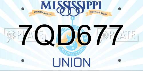7QD677 Mississippi License Plate