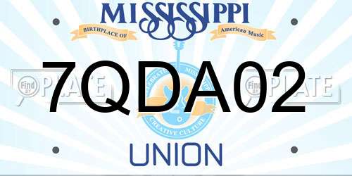 7QDA02 Mississippi License Plate