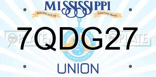 7QDG27 Mississippi License Plate
