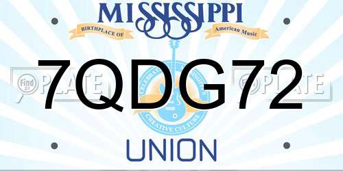 7QDG72 Mississippi License Plate