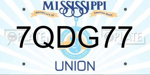 7QDG77 Mississippi License Plate