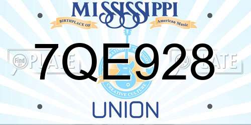 7QE928 Mississippi License Plate