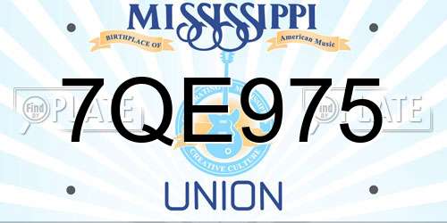 7QE975 Mississippi License Plate