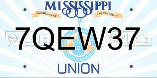 7QEW37 Mississippi License Plate