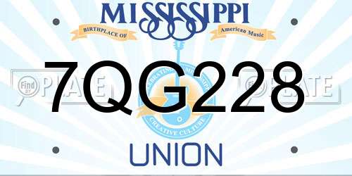 7QG228 Mississippi License Plate