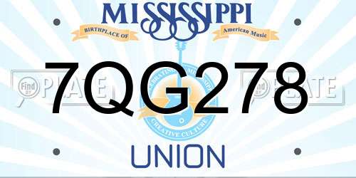7QG278 Mississippi License Plate