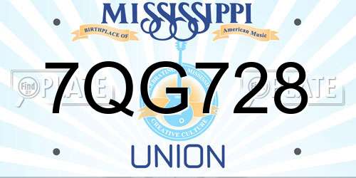 7QG728 Mississippi License Plate