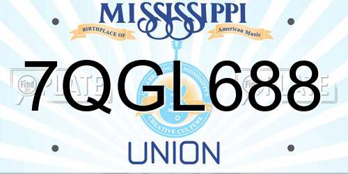 7QGL688 Mississippi License Plate