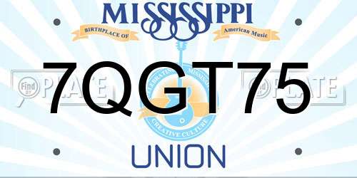 7QGT75 Mississippi License Plate