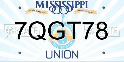 7QGT78 Mississippi License Plate