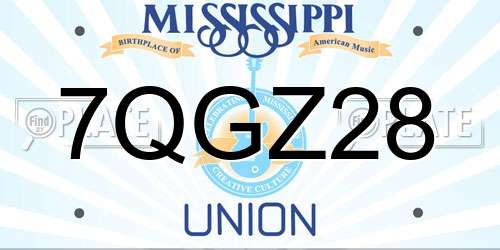 7QGZ28 Mississippi License Plate