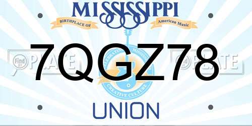 7QGZ78 Mississippi License Plate