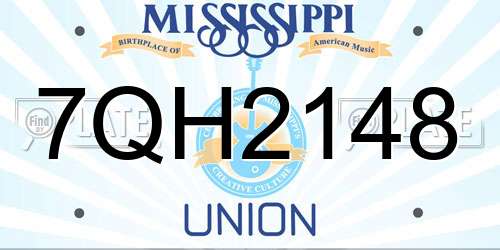 7QH2148 Mississippi License Plate