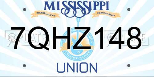 7QHZ148 Mississippi License Plate