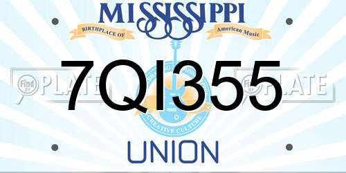 7QI355 Mississippi License Plate