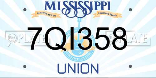 7QI358 Mississippi License Plate