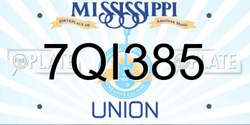7QI385 Mississippi License Plate