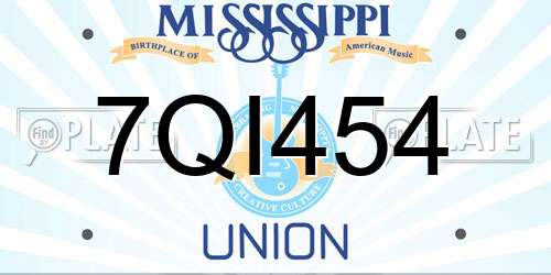7QI454 Mississippi License Plate