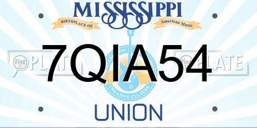 7QIA54 Mississippi License Plate