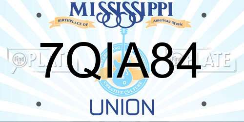 7QIA84 Mississippi License Plate