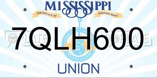 7QLH600 Mississippi License Plate