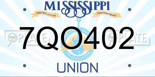 7QO402 Mississippi License Plate