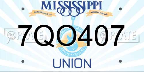 7QO407 Mississippi License Plate
