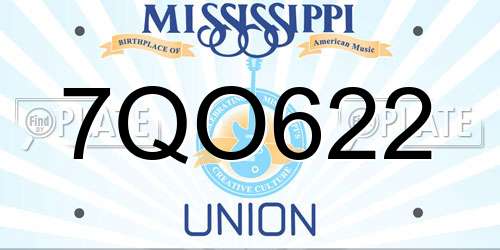 7QO622 Mississippi License Plate