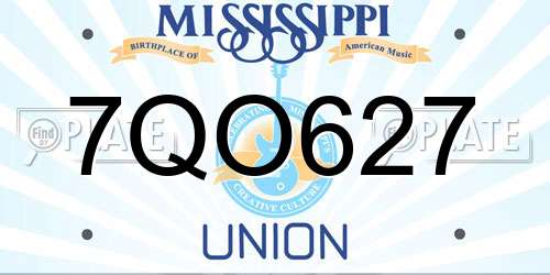 7QO627 Mississippi License Plate