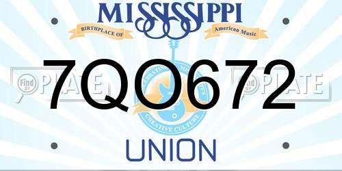 7QO672 Mississippi License Plate