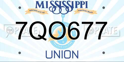 7QO677 Mississippi License Plate