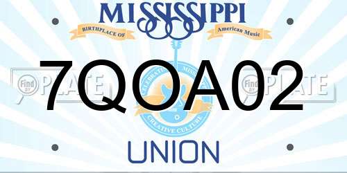7QOA02 Mississippi License Plate