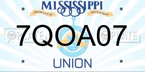 7QOA07 Mississippi License Plate