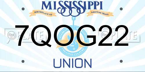7QOG22 Mississippi License Plate