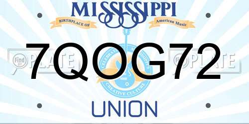 7QOG72 Mississippi License Plate