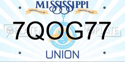7QOG77 Mississippi License Plate