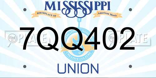 7QQ402 Mississippi License Plate