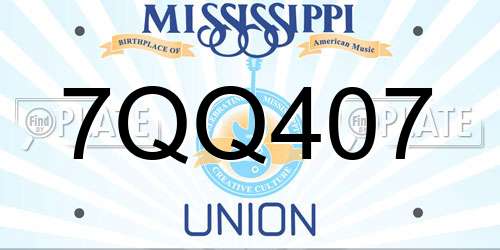 7QQ407 Mississippi License Plate