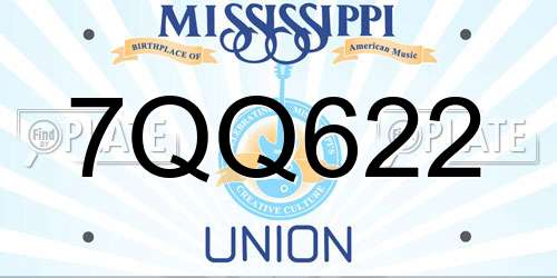 7QQ622 Mississippi License Plate