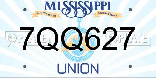 7QQ627 Mississippi License Plate