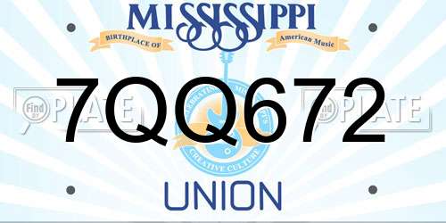 7QQ672 Mississippi License Plate