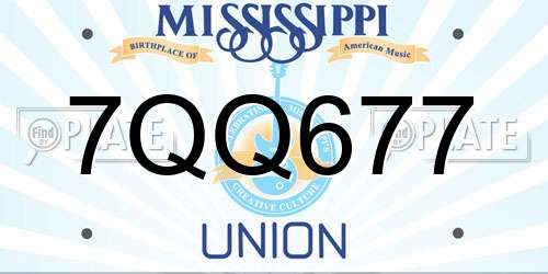7QQ677 Mississippi License Plate