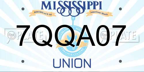 7QQA07 Mississippi License Plate