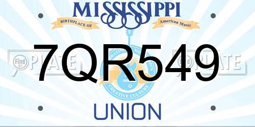 7QR549 Mississippi License Plate